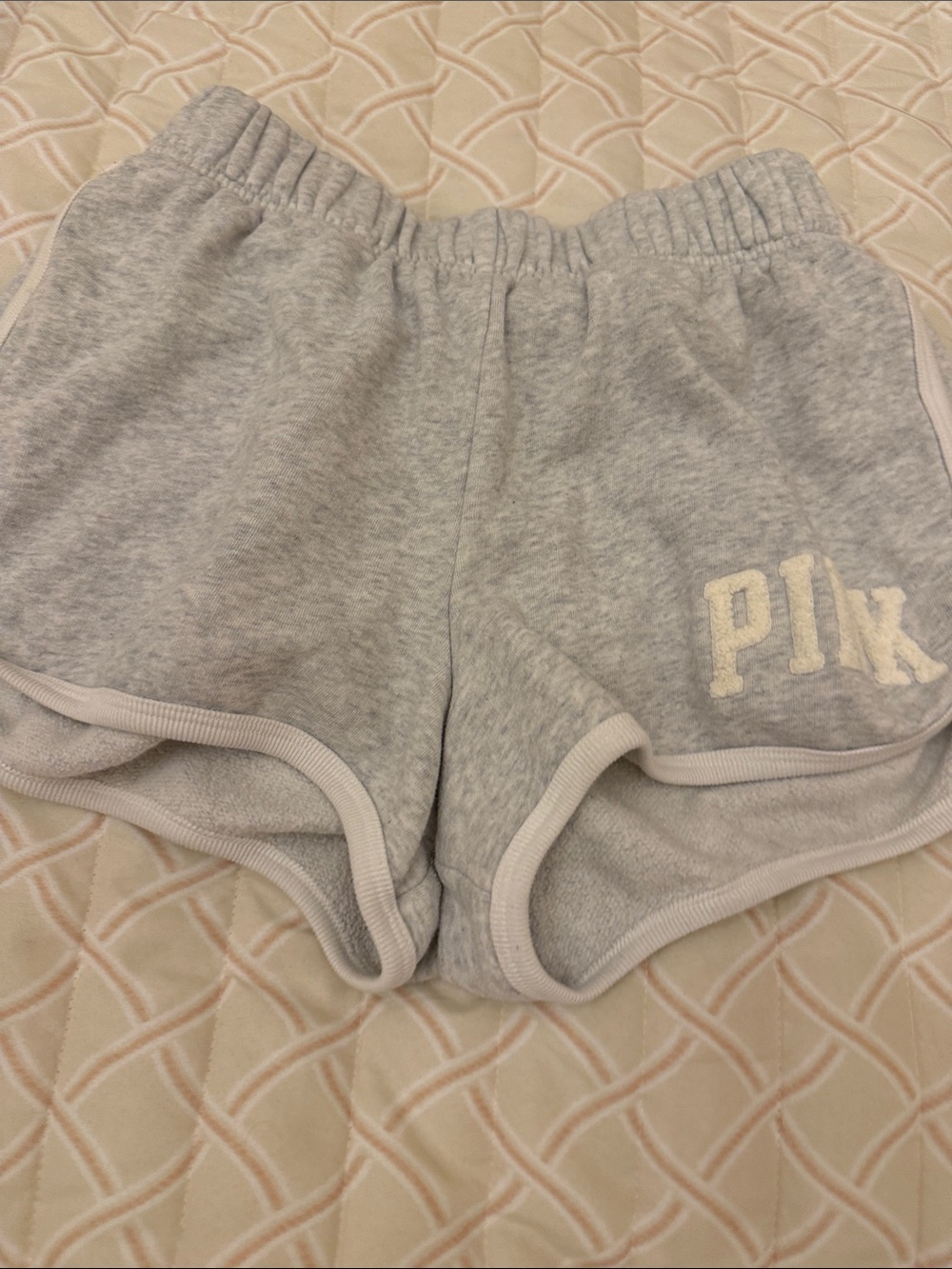 PINK Victoria's Secret Heather Gray Athletic Shorts with White Trim